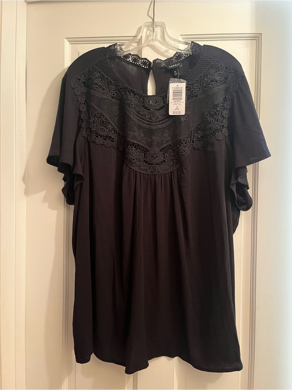 torrid Black Lace Yoke Flutter Sleeve Tunic